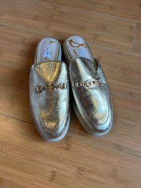 Sam Edelman Gold Metallic Slip-On Mules